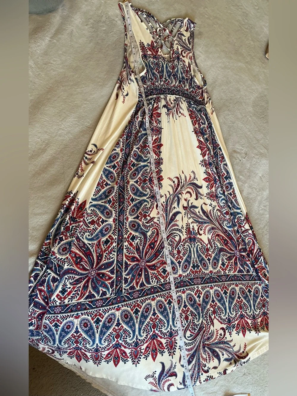 Christopher & Banks Women’s Paisley Maxi V-Neck Multicolored Lined Dress Size XL